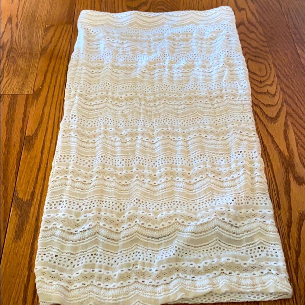 Willow and Clay nude crochet pencil skirt